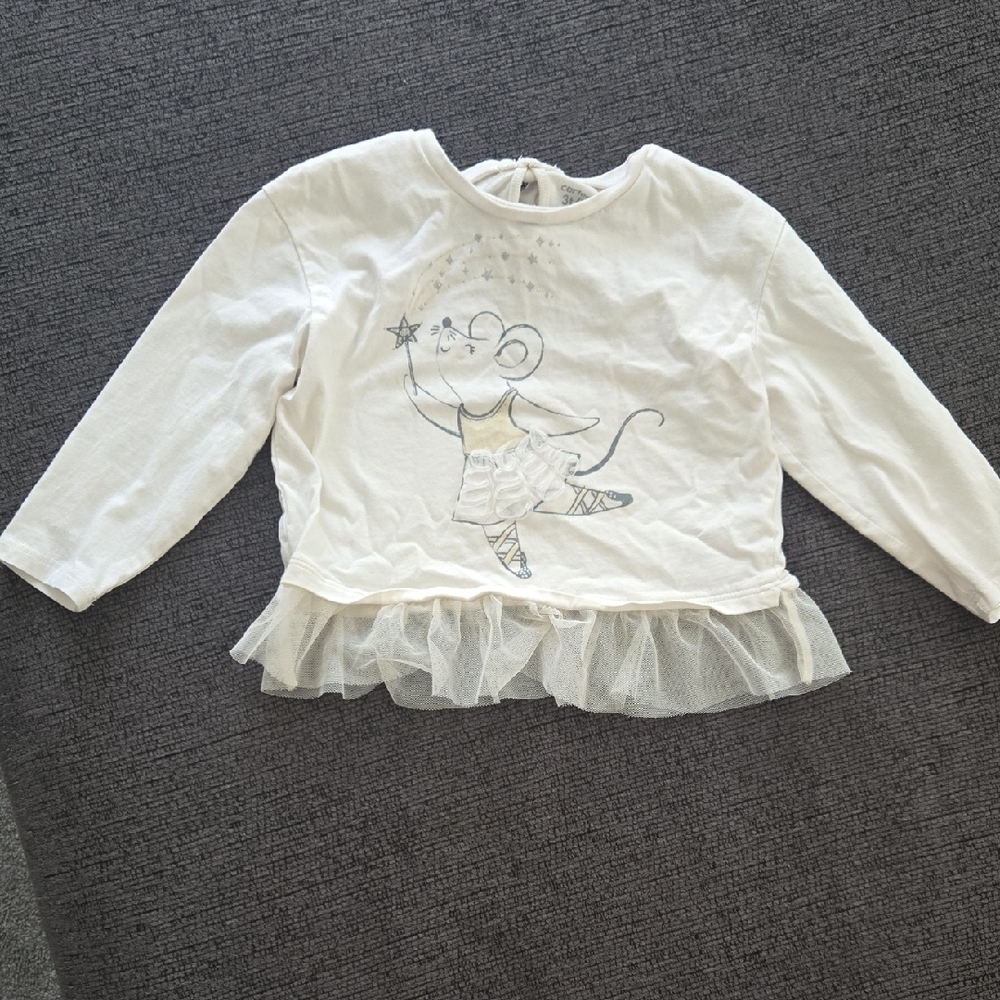 White Kids Shirt with Mouse Design